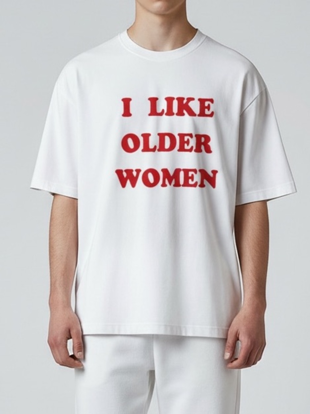Spencer's Size XL White Tee with Red 'I Like Older Women' Graphic